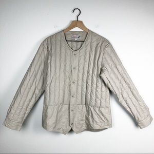 Vintage down filled quilted button front shacket M